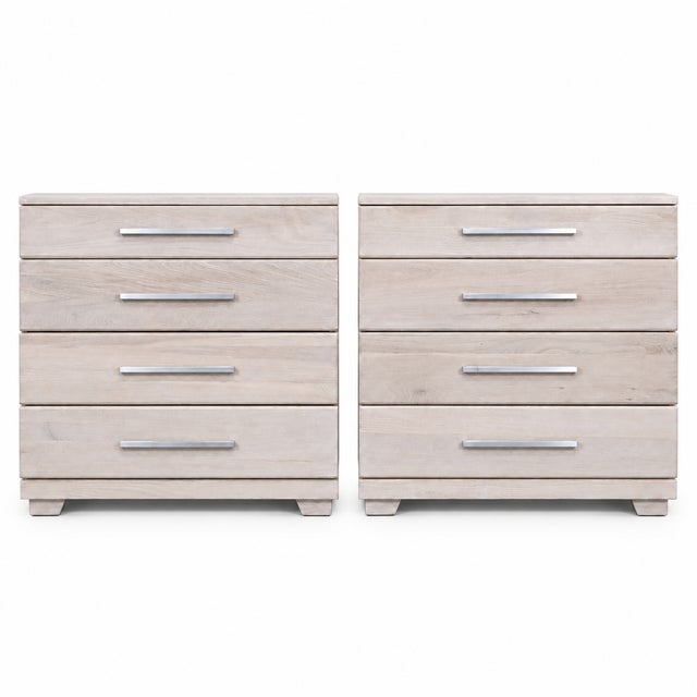 This is a pair of 1950 mid-century modern cerused chests by Raymond Lowey for Mengel Furniture. These are great all around...
