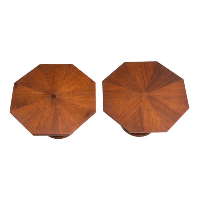 Wood Stewart MacDougal Kipp Stewart Drexel Octagon Side Table Walnut Mid Century - a Pair For Sale - Image 7 of 12