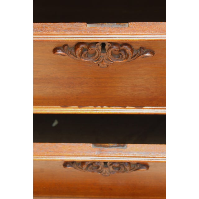 Exceptional 19th Century Renaissance Revival Walnut & Marble Drop-Center Dresser For Sale - Image 13 of 18