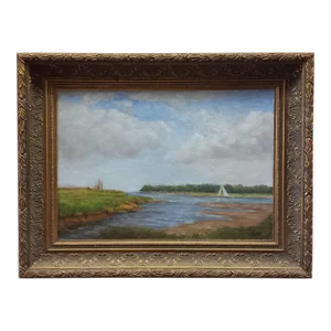 Kenneth Milton Oil on Board, Coastal Landscape