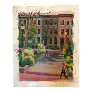 Gramercy Park Stroll Original Oil Painting For Sale