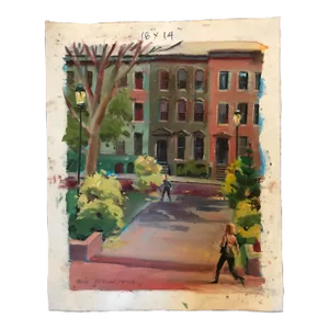 Gramercy Park Stroll Original Oil Painting