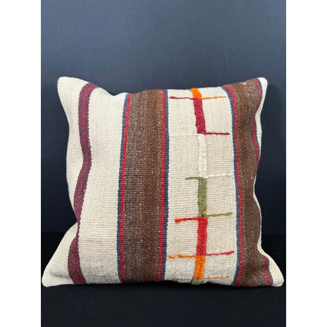 Turkish Hemp Pillow Cushion Natural Beige Brown Cushion Cover 20x20 For Sale - Image 4 of 4