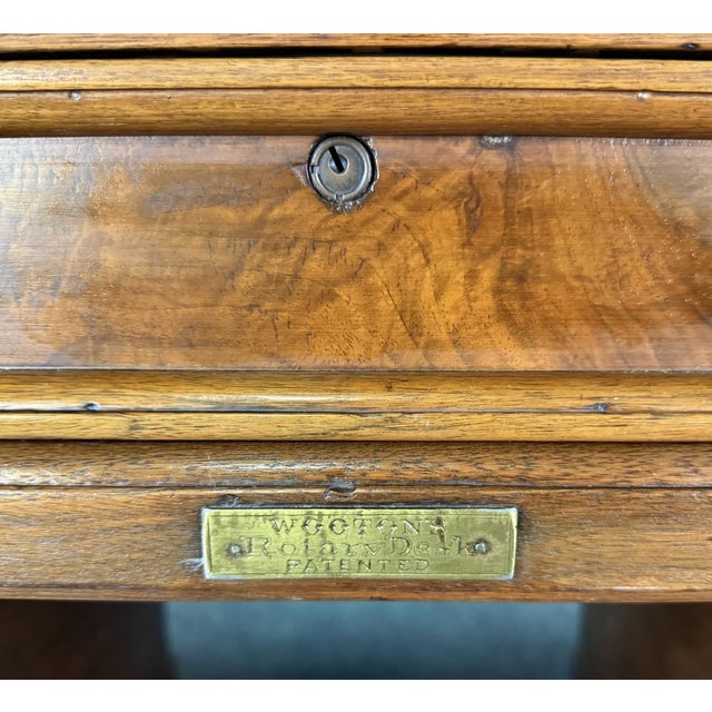1900’s Walnut Wooton’s Rotary Desk With Green Felt Top For Sale - Image 15 of 18