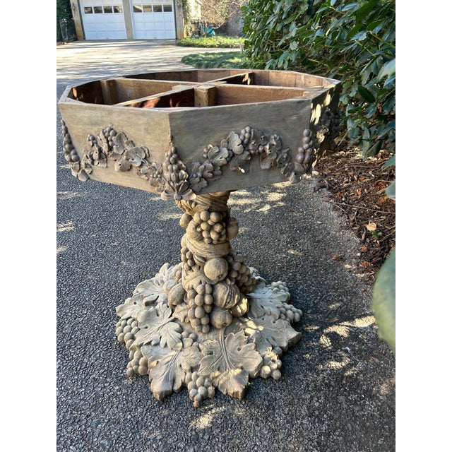 1950s Vintage Italian Pedestal Carved Wood Table Base For Sale - Image 9 of 10