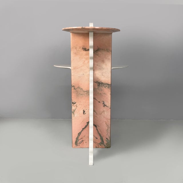 Italian Modern Display Stand in White and Pink Marble, 1970s For Sale - Image 4 of 18