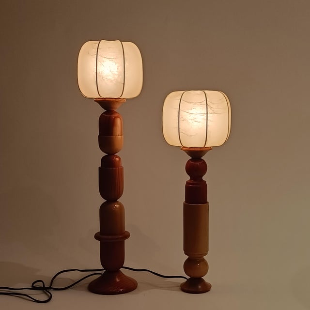 Sculptural Italian Cocoon Table Lamps, 1970s, Set of 2 For Sale - Image 9 of 15