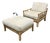Vivai Del Sud for Wicker Works Italian Bamboo Armchair + Ottoman, Vintage For Sale