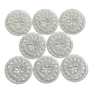 1970s Vintage Hollywood Regency German Lead Crystal Sunburst Coasters - Set of 8