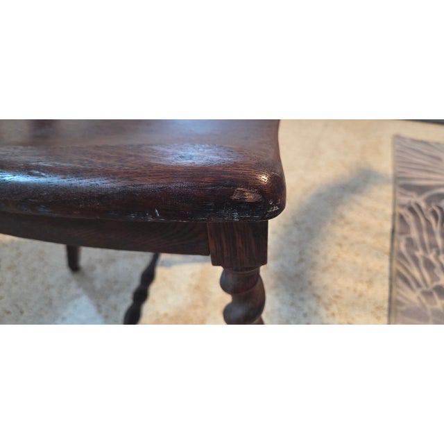 Transitional Antique Oak Accent Chair For Sale - Image 3 of 8