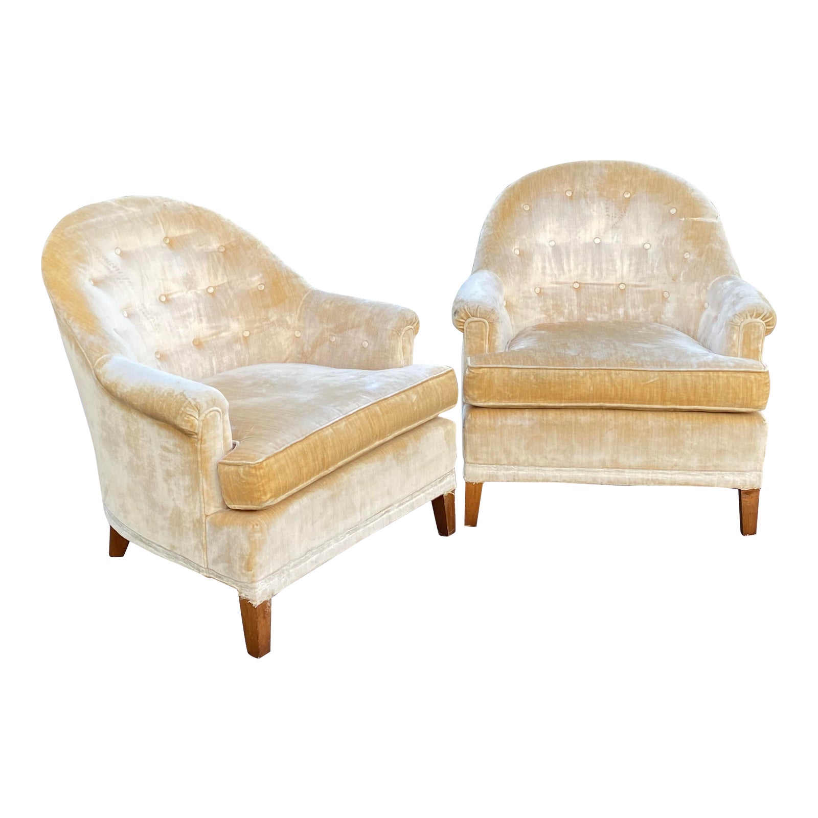 Ethan Allen Tufted Velvet Lounge Chairs a Pair Chairish