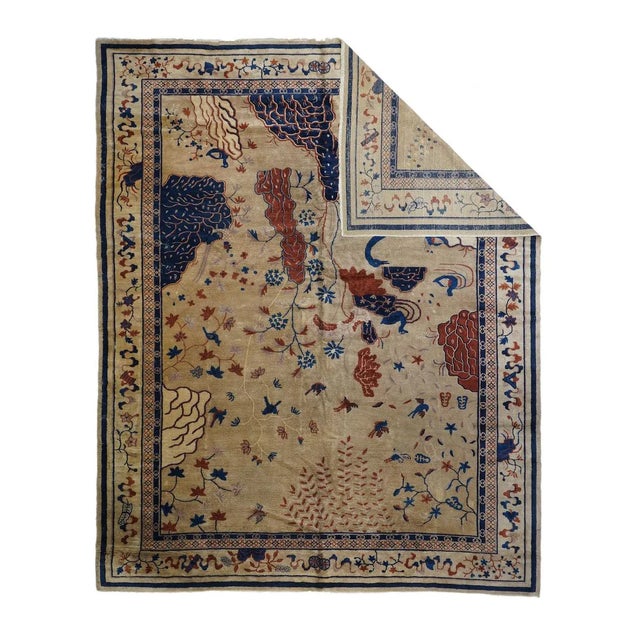 1910s Antique Peking Rug 9'2'' x 11'5'' For Sale - Image 5 of 12