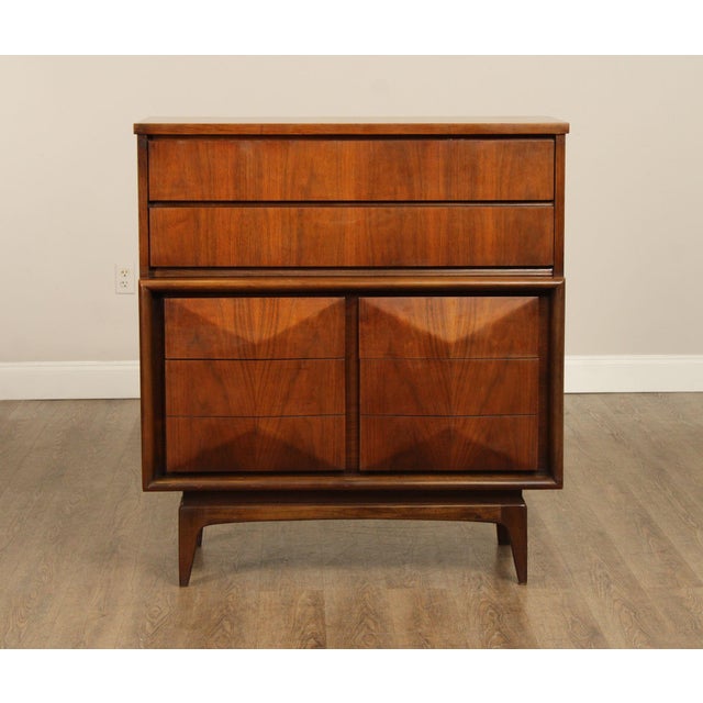 United Furniture Mid Century Modern Walnut High Chest For Sale - Image 18 of 18