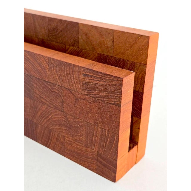 Vintage Staved Danish Teak Wood Letter Holder For Sale - Image 9 of 11