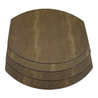 Faux Shagreen Ellipse Placemats in Bronze -Set of 4 For Sale