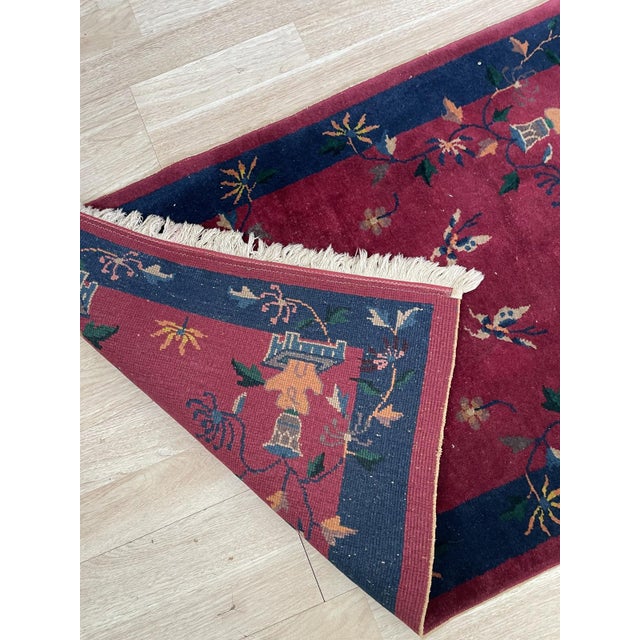 An authentic and enchanting antique hand-knotted Chinese Art Deco rug, woven circa 1920s — one of the most celebrated and...