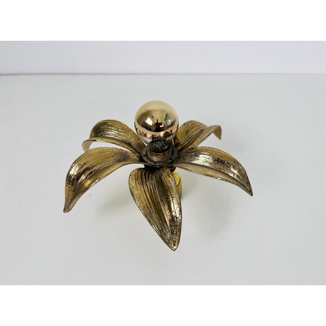 Hollywood Regency Golden Florentine Flower Shape Flushmounts by Willy Daro for Massive - A Pair For Sale - Image 3 of 13
