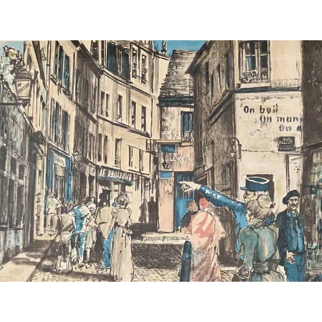 1930s Parisian Street Scene, Artists Proof by Etienne Julia. Signed & Framed For Sale - Image 4 of 13