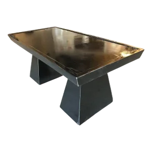 1950s Mid-Century Geometric Sculptural Black Lacquer Coffee Table