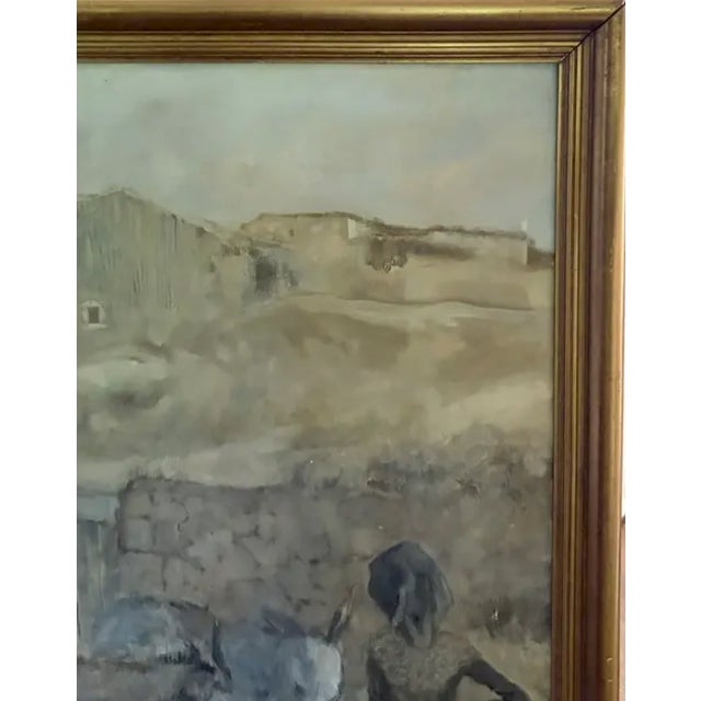 Large Mid Century Spanish Oil on Canvas Painting - Tres Burros, Signed and Dated For Sale In New York - Image 6 of 13