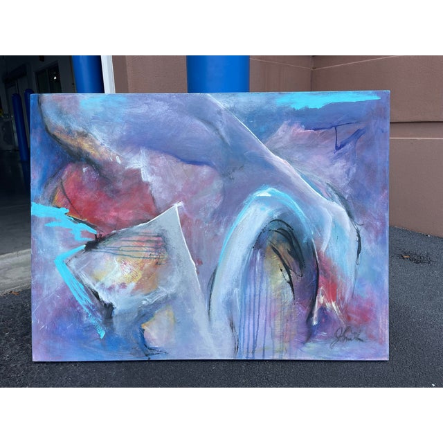 Large Contemporary Abstract Studio Painting on Canvas, 48x36 - Signed For Sale In Naples, FL - Image 6 of 11