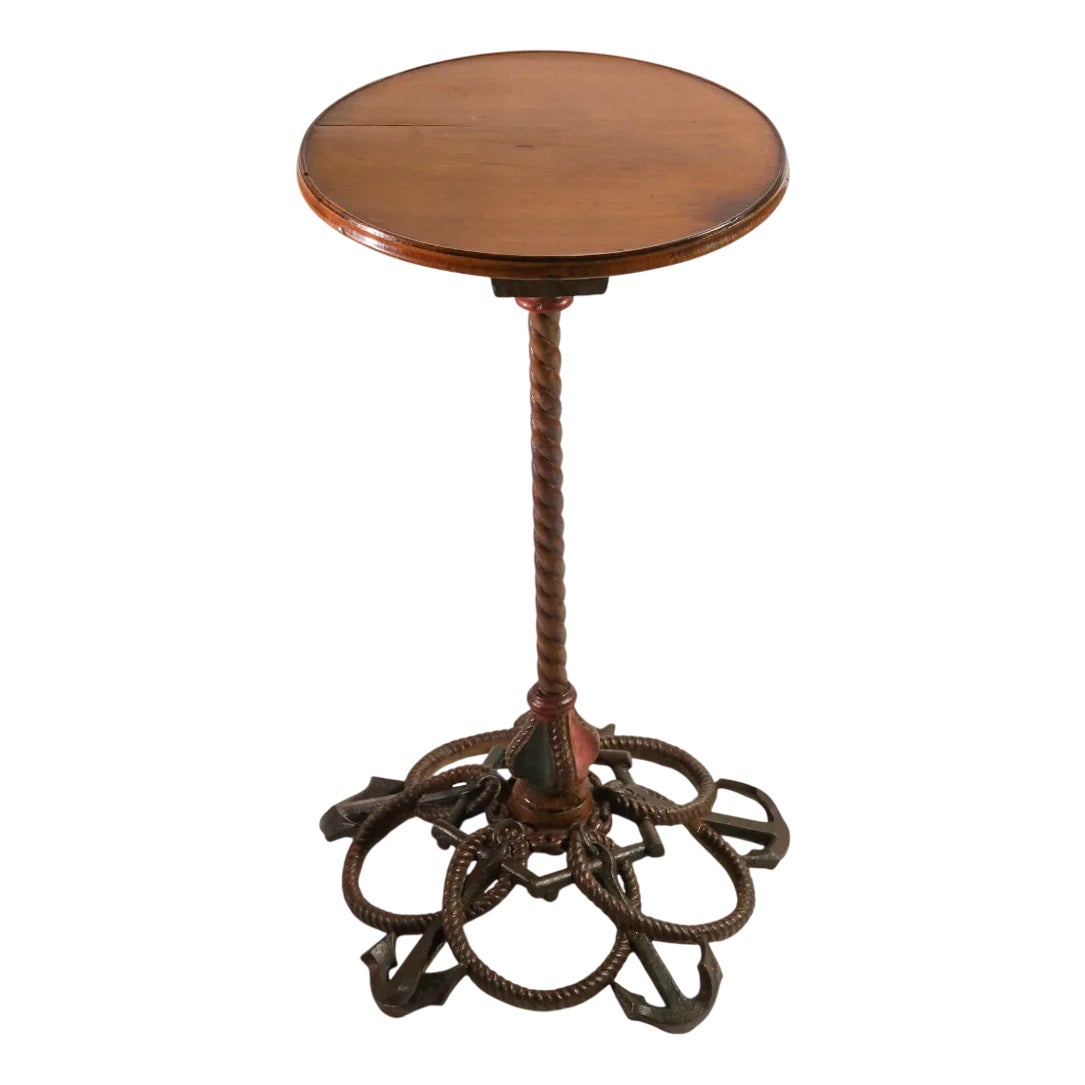 19th Century Cast Iron Nautical Anchor & Rope Side Table | Chairish