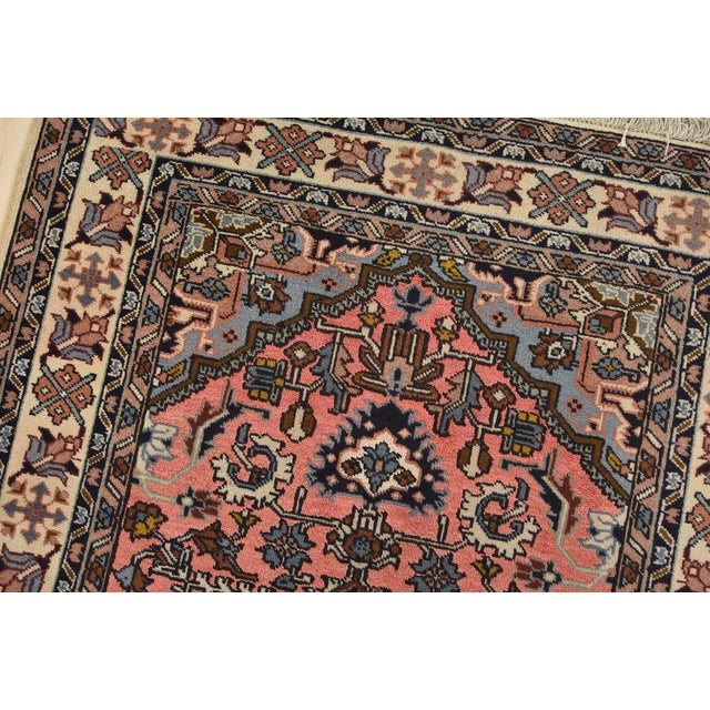 Ardabil Rug 3’3” X 4’10” Pink Wool/Silk Vintage Hand-Knotted Oriental Carpet For Sale In Philadelphia - Image 6 of 12
