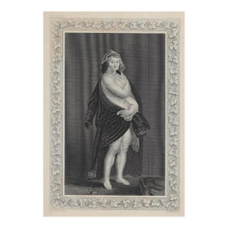 Antique Portrait Engraving of Helena Fourment After Peter Paul Rubens For Sale