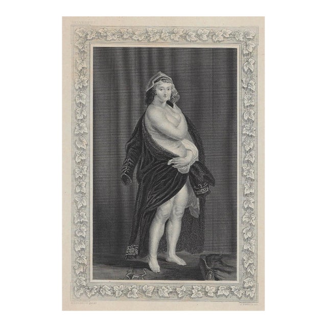 Antique Portrait Engraving of Helena Fourment After Peter Paul Rubens For Sale