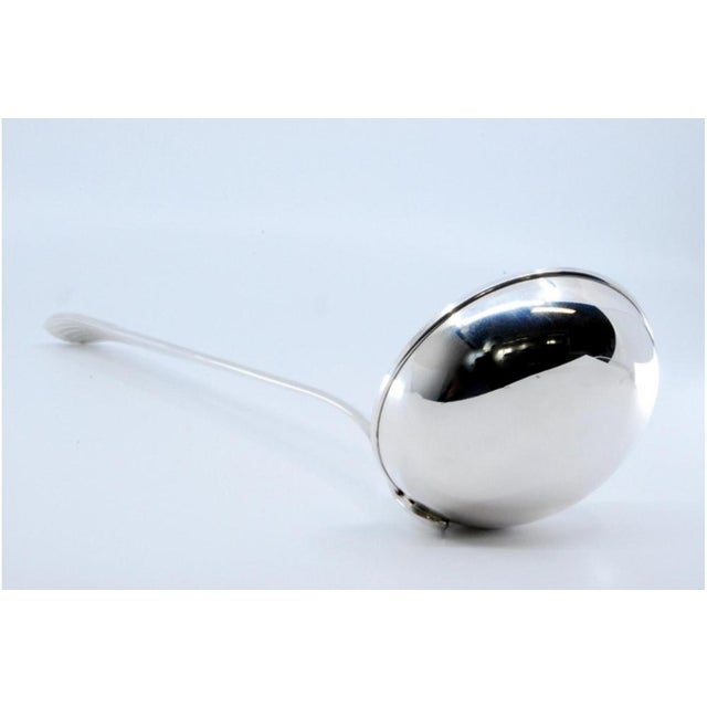 Silver Soup Ladle with Embossed Reed-Style Handle For Sale - Image 5 of 11