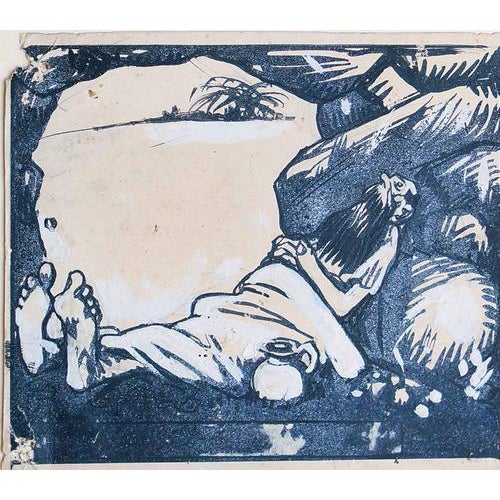 China ink, white lead and watercolor on paper. Not signed. Good condition. This piece is attributed to the mentioned...