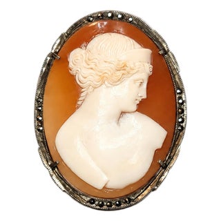 Antique Shell Cameo Brooch, Late 1800s For Sale