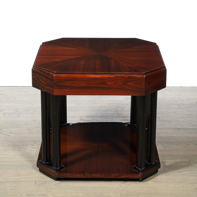 Art Deco Book-Matched Rosewood Occasional Table W/ Secret Button Drawers For Sale - Image 12 of 15
