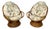 Pair of Vintage Rattan Swivel Egg Pod Lounge Chairs, Stacked Pedestal Base For Sale