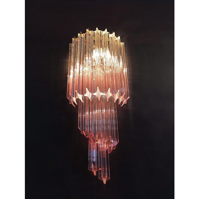 Vintage Murano Wall Sconce with 32 Quadriedri Trasparent and Pink Prism, 1990s, Set of 2 For Sale - Image 11 of 15