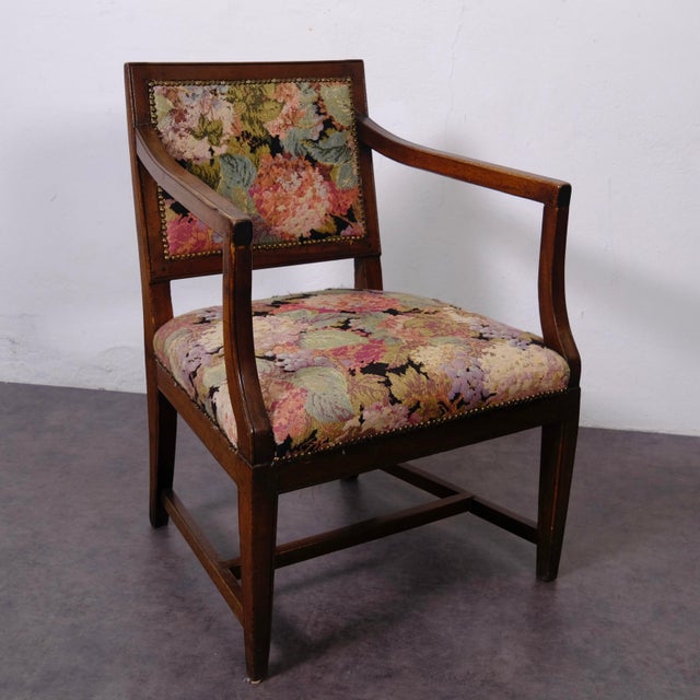 Wood Late 19th Century Wooden and Fabric Armchair with Cushion For Sale - Image 7 of 18