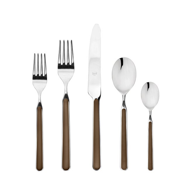 Contemporary Mepra Fantasia 5-Piece Flatware Set, Tobacco For Sale - Image 3 of 3