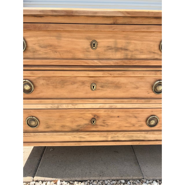 French French 19th Century Louis XVI Bleached Solid Walnut Commode For Sale - Image 3 of 12
