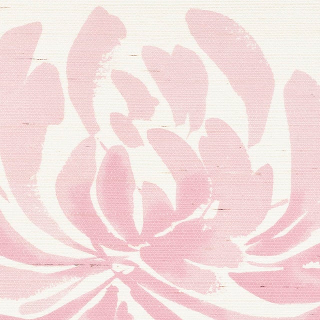 Sample - Schumacher Hana Sisal Wallpaper in Pink For Sale