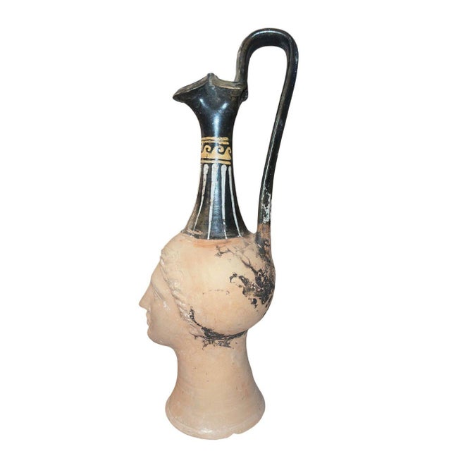 Hellenistic Canosan Figural Oinochoe (Head Vase) Apulia, Italy, 3rd C. - b.c.e. For Sale - Image 4 of 9