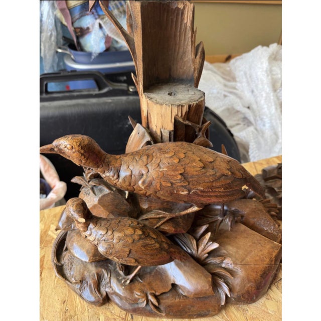 Late 20th Century Monumental Hand-Carved Solid Wood Marsh Wildlife Sculpture With Original Shipping Crate For Sale - Image 6 of 10