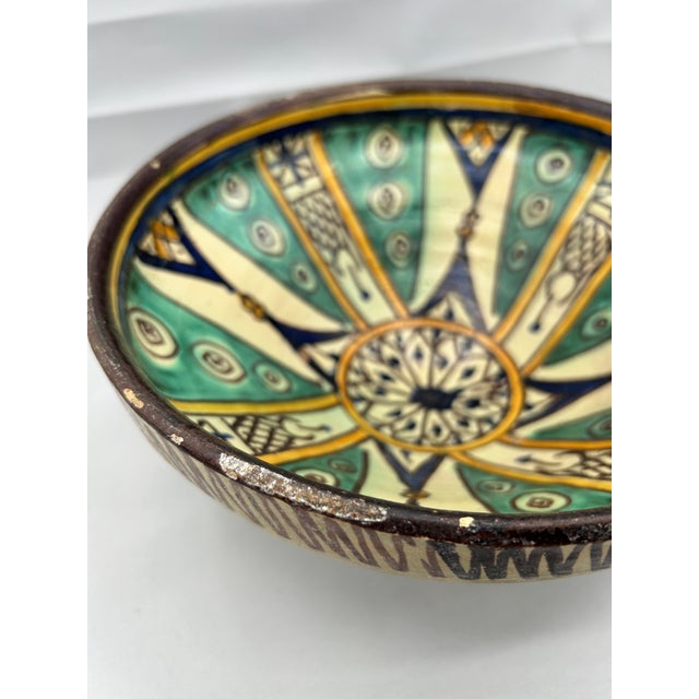 Antique 19th-Century Moroccan Ceramic Bowl – Mokhfia Polychrome Pottery For Sale - Image 10 of 12