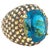 Blue Bochic "Orient" Vintage Natural Yellow Sapphire & Blue Topaz Ring Set 18K Gold & Silver For Sale - Image 8 of 8
