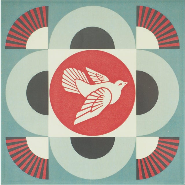 Shepard Fairey, Geometric Dove (Blue), Digital Print on Ceramic For Sale