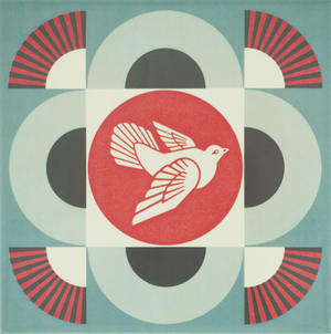 Shepard Fairey, Geometric Dove (Blue), Digital Print on Ceramic