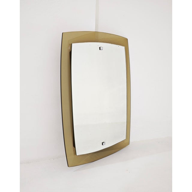 Mid-Century Modern Wall Mirror in Honey Amber Glass by Cristal Art, Italy, 1970s For Sale - Image 4 of 18