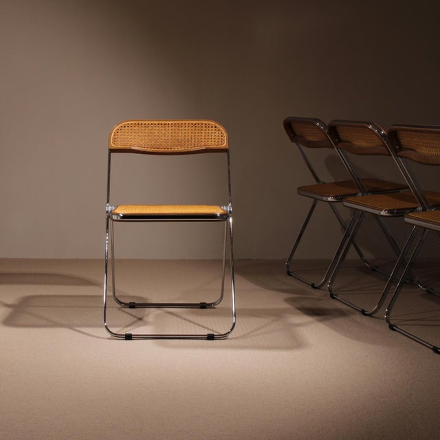 Plia Folding Chairs with Cane by Giancarlo Piretti for Anonima Castelli, 1970s, Set of 4 For Sale - Image 6 of 15
