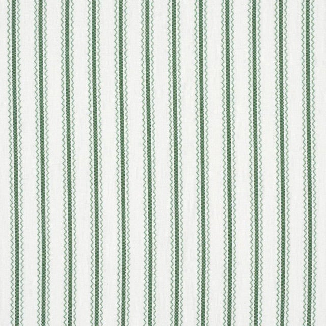 SAMPLE - Schumacher X Mark D. Sikes Birdie Ticking Stripe Fabric In Leaf Green For Sale