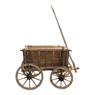 Farm Cart Natural Wood With Slats + Removable Side Panels For Sale