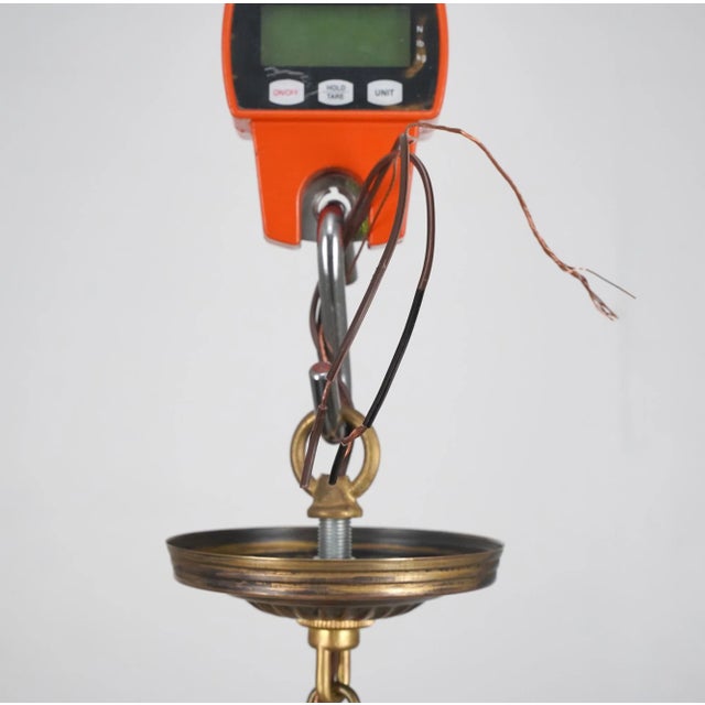 Mid 20th Century Victorian Brass 4 Exposed Bulbs Pan Chandelier For Sale - Image 12 of 12